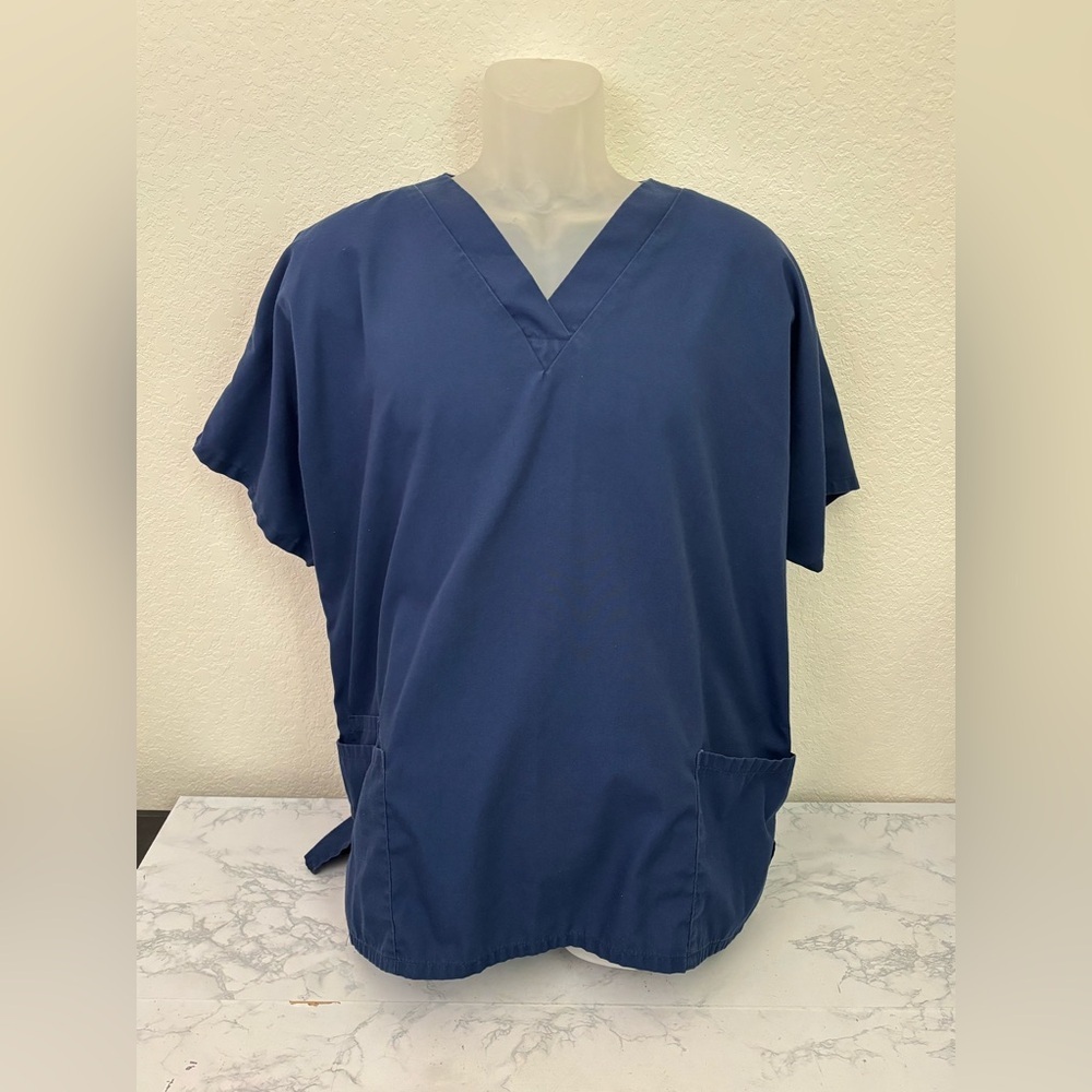 Cherokee Workwear Unisex XL Pockets V-Neck Scrub Top Blue Pullover Style 4700​